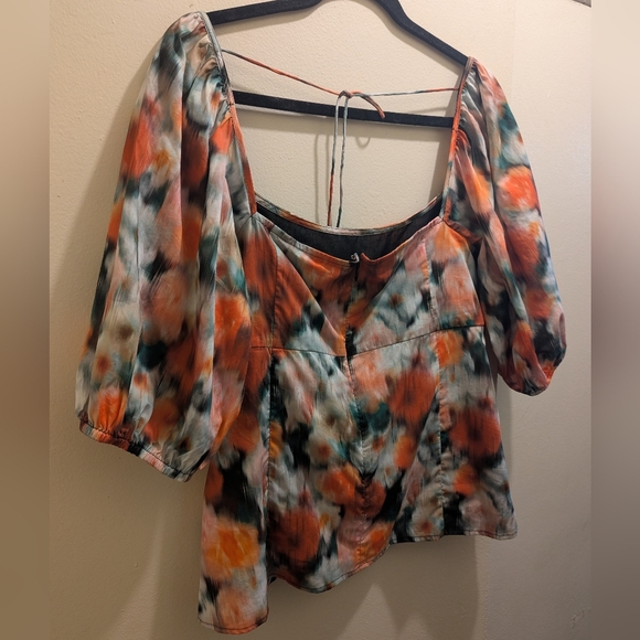 *Flaw-Rip* J Crew Squareneck top Liberty® Hazy Days Floral Short Puff Sleeve- 14 - Picture 6 of 12